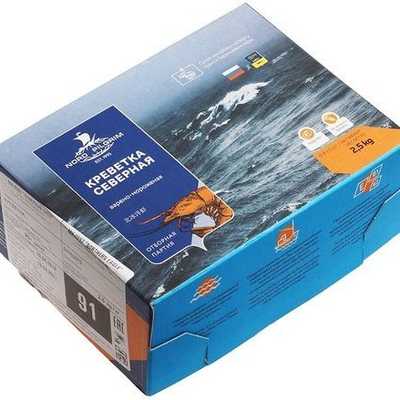 Креветка северная 70/90 варёно-мороженая 5 кг. Упаковка 5 кг