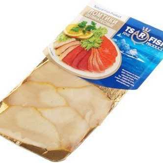 Масляная рыба филе-ломтики холодного копчения 500 г. Упаковка 500 г